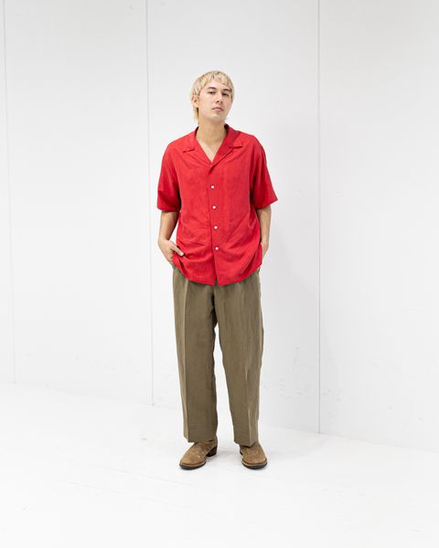 A.PRESSE Vintage Silk Linen S/S Open Collar Shirts  (RED) 4月11日(土)新作発売！