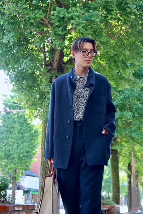 A.PRESSE 23AW Tweed Hunting Jacket"NAVY"スタイル