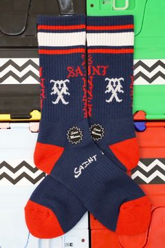 セントマイケル ソックス SINNER SOCKS (SM-HR1-0000-114)BLUE/RED