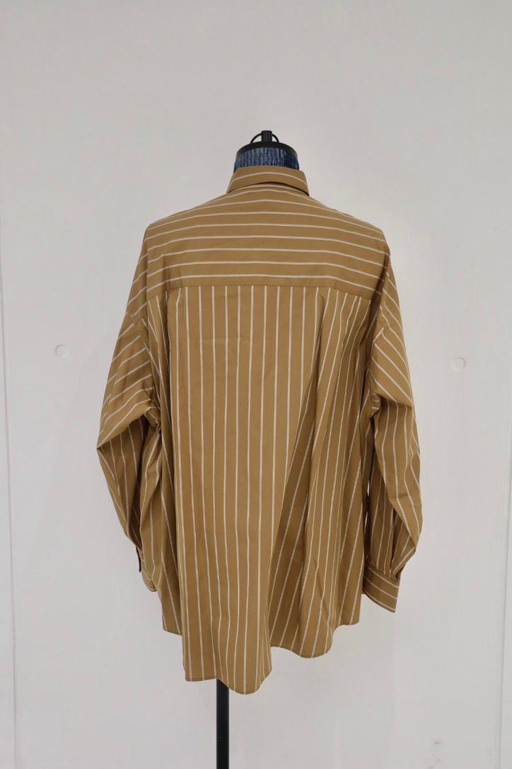 グラフペーパー SIDOGRAS Brown Stripe L/S Oversized Regular Collar Shirt(GM263-50345)BROWN☆8月8日(土)発売！