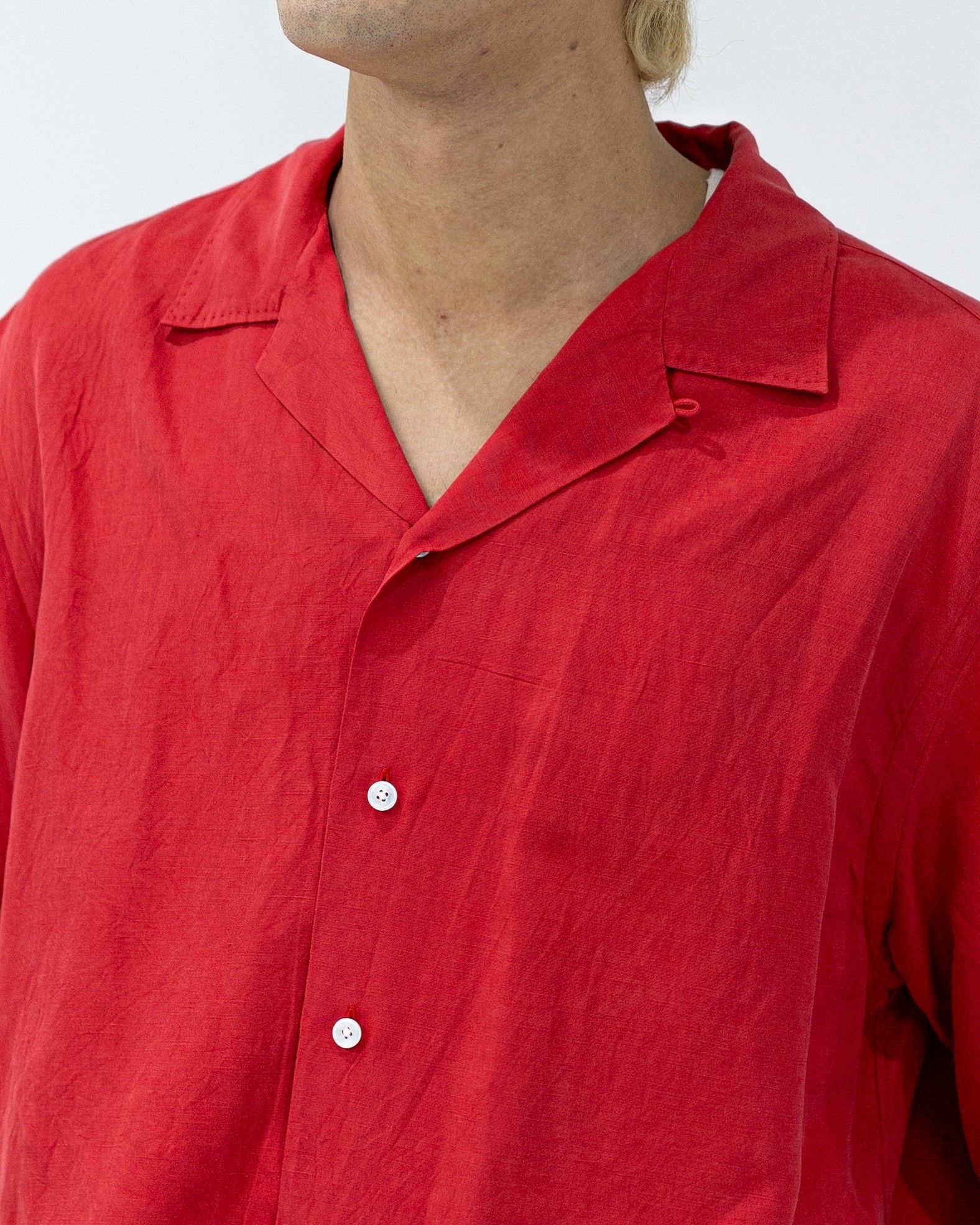 A.PRESSE Vintage Silk Linen S/S Open Collar Shirts  (RED) 4月11日(土)新作発売！