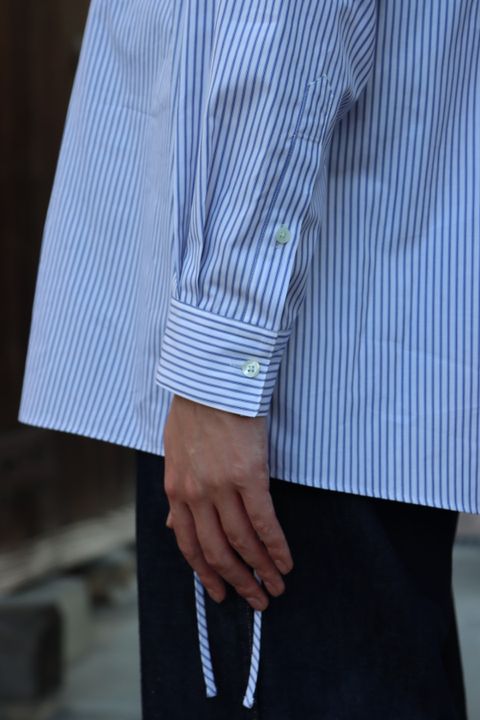 YOKE THOMAS MASON STRIPED PIPING SHIRT"WHITE"style.