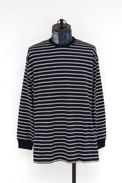 グラフペーパー26SS Tri Spun Border L/S Tee(GU261-70121B)NAVY×WHITE