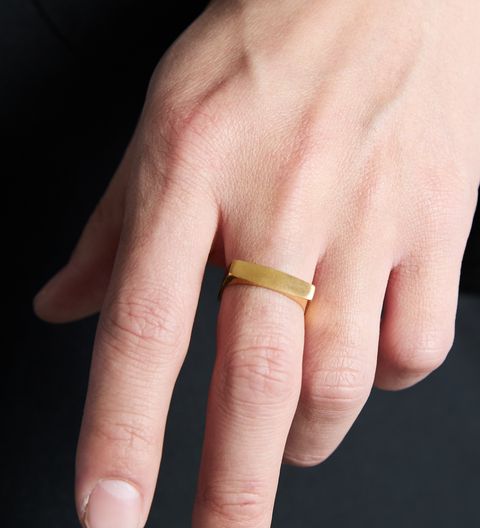 XOLO JEWELRY リング / Square 3D Ring with Hair Line-Gold-(XOR105G)