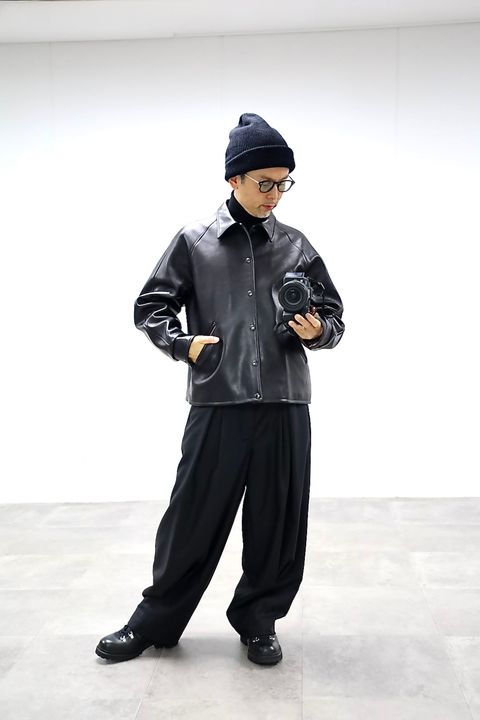 A.PRESSE Leather Coach Jacketスタイル