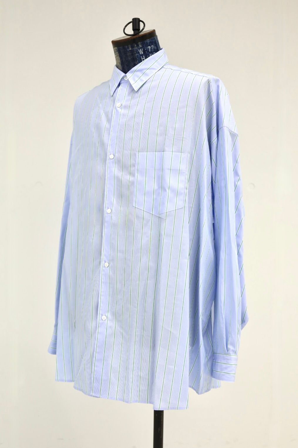 グラフペーパー SIDOGRAS L/S Oversized Regular Collar Shirt(GM262-50027)GREEN PIN STRIPE☆6月6日(土)発売！