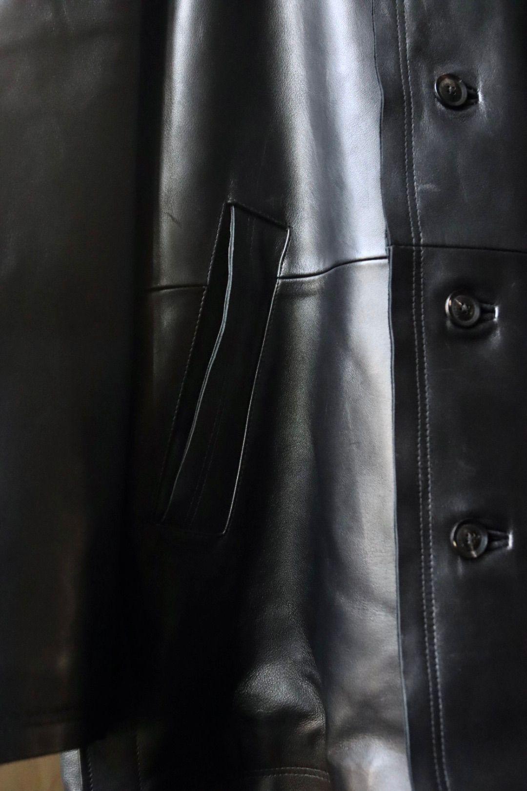 YOKE - ヨーク23AW CUT-OFF LEATHER CAR COAT(YK22AW0401C)DEEP YOKE - ヨーク23AW CUT-OFF LEATHER CAR COAT(YK22AW0401C)DEEP