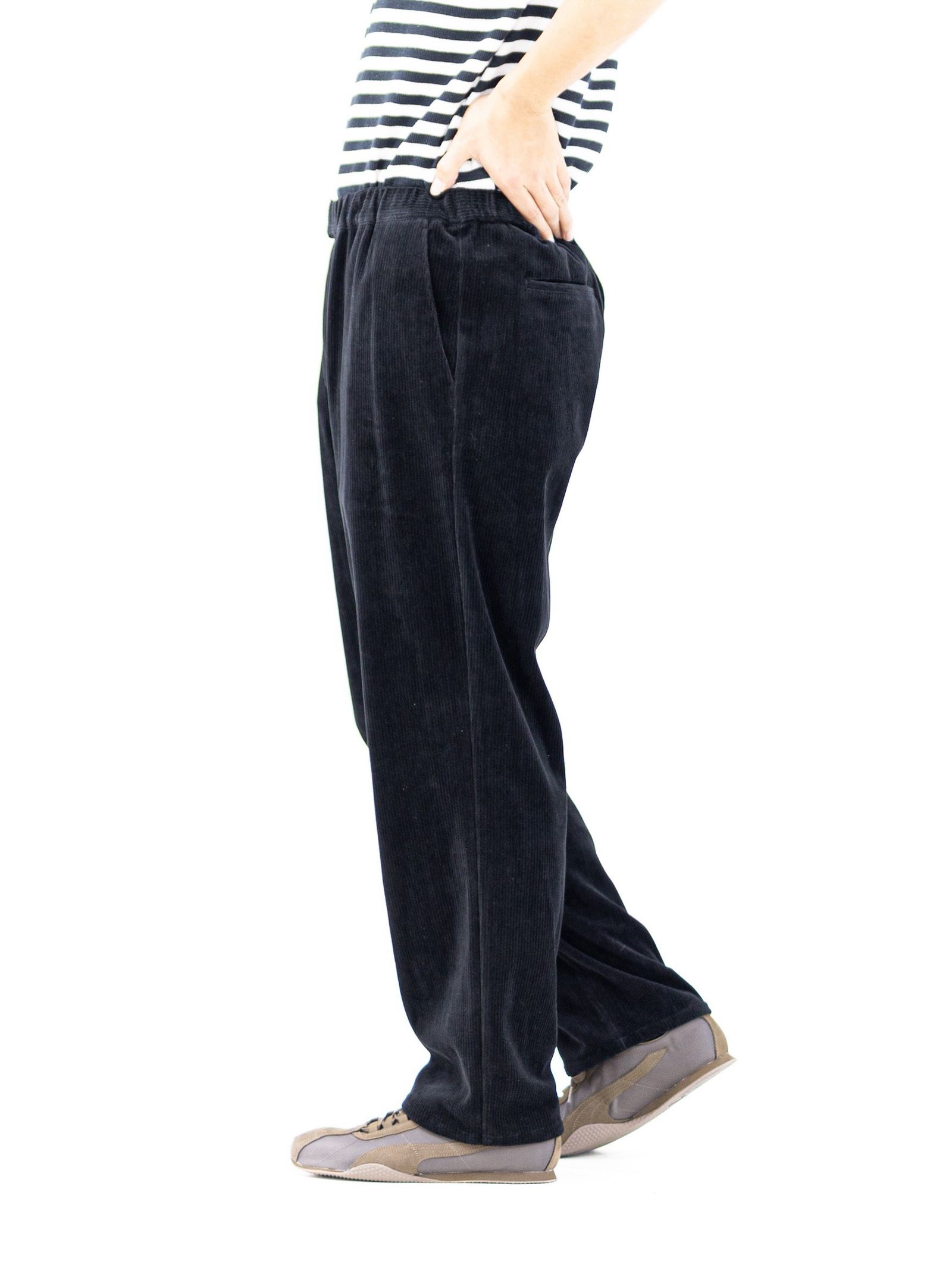 グラフペーパー Soft Knit Corduroy Wide Tapered Chef Pants(GM263-40112B)BLACK