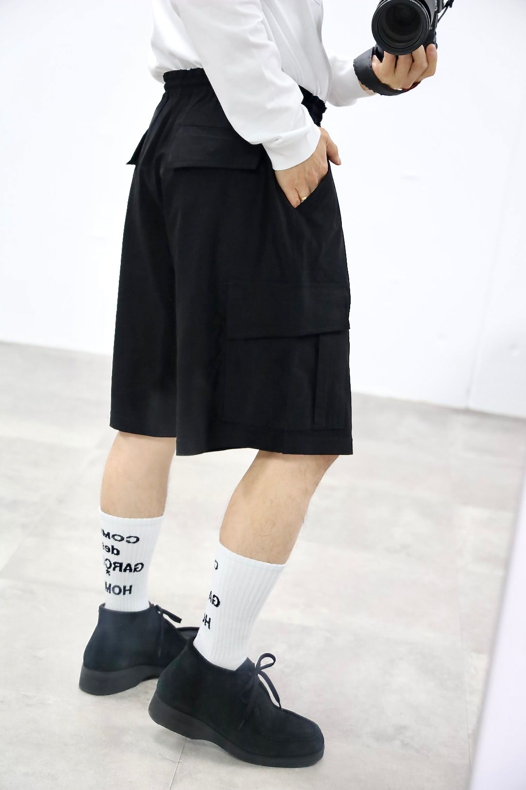 コムデギャルソンオム26SS ストレッチカルゼショーツ(HQ-T019-051)BLACK☆5月1日(金)発売！