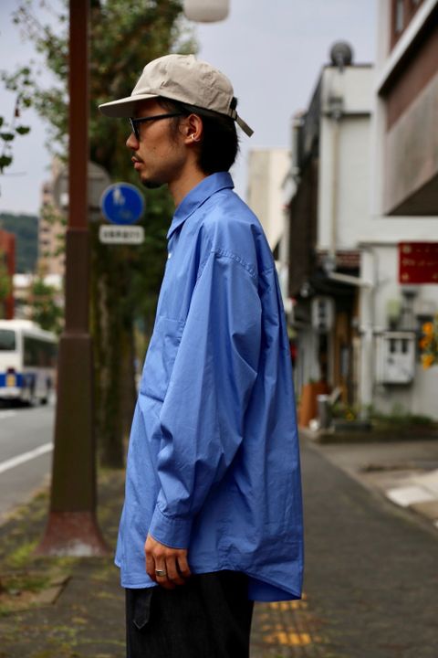 Graphpaper Broad L/S Oversized Regular Collar Shirt"BLUE"Style.2020.10.4.