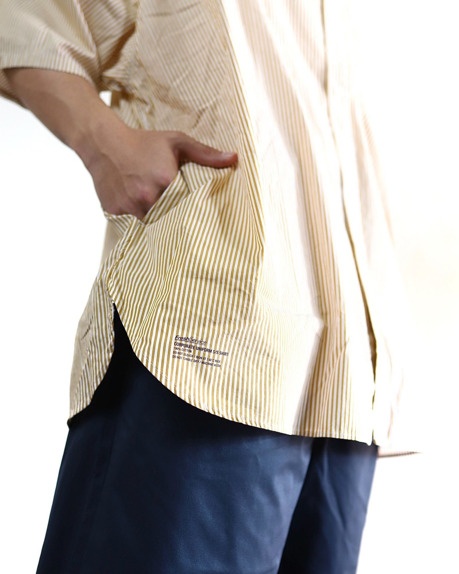 FreshService 24SS CORPORATE UNIFORM S/S SHIRT(STRIPE YELLOW) style 2024.3.8
