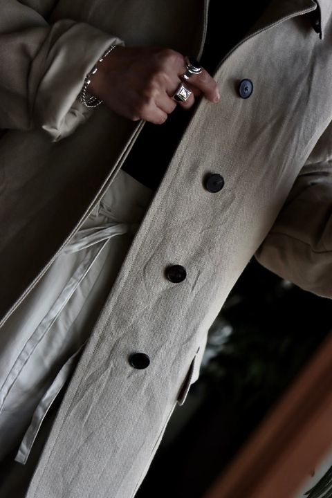 A.PRESSE Linen Half Coatスタイル