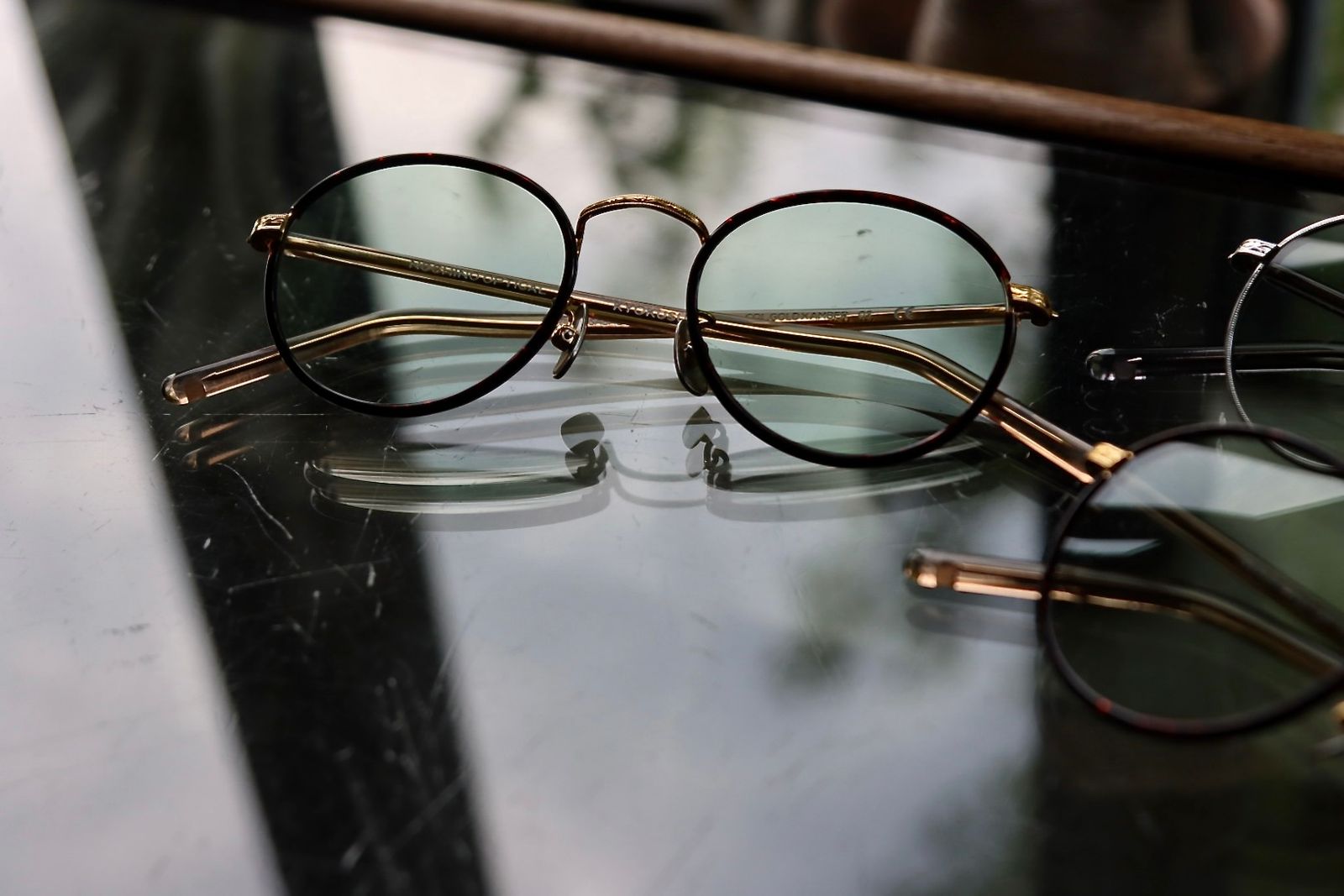 ノチノオプティカル KYOKUSUI NOCHINO-N5 #3 RICH AMBER & GOLD × GREY GREEN (調光モデル)