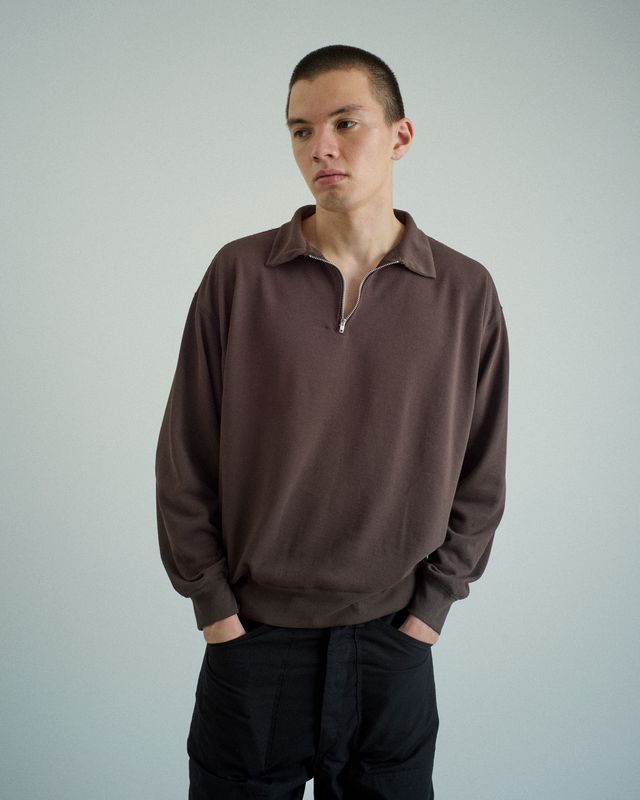 ファウンダ 25AW HALF ZIP LONG SLEEVE SHIRT (015FD252012)BROWN☆7月12(土)12:00発売！