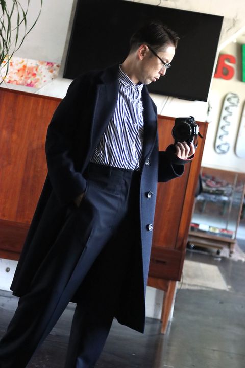 Ets.MATERIAUX マテリオ セレモニーパンツ"NAVY"style.1