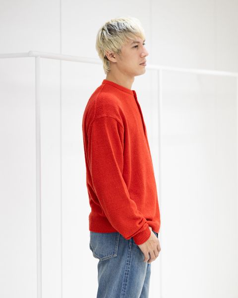 A.PRESSE  Washed Silk Nep Henry Neck Sweater   (RED) 1月10日(土)新作発売！