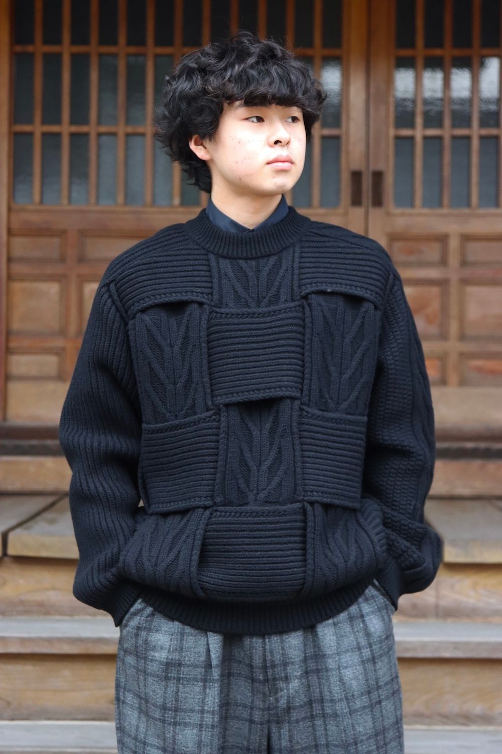 YOKE CROSSING CABLE CREW NECK KNIT(YK21AW0288S) style. 2021.11.14