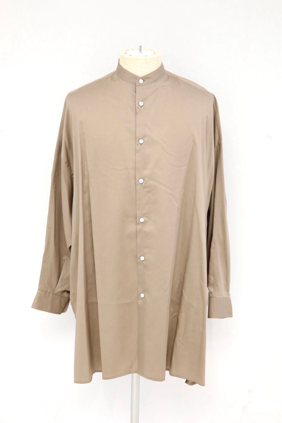 グラフペーパー Women's 26SS  Silicon Poplin Deep Slit Band Collar Shirt(GL261-50184)TAUPE☆2月28日(土)発売！