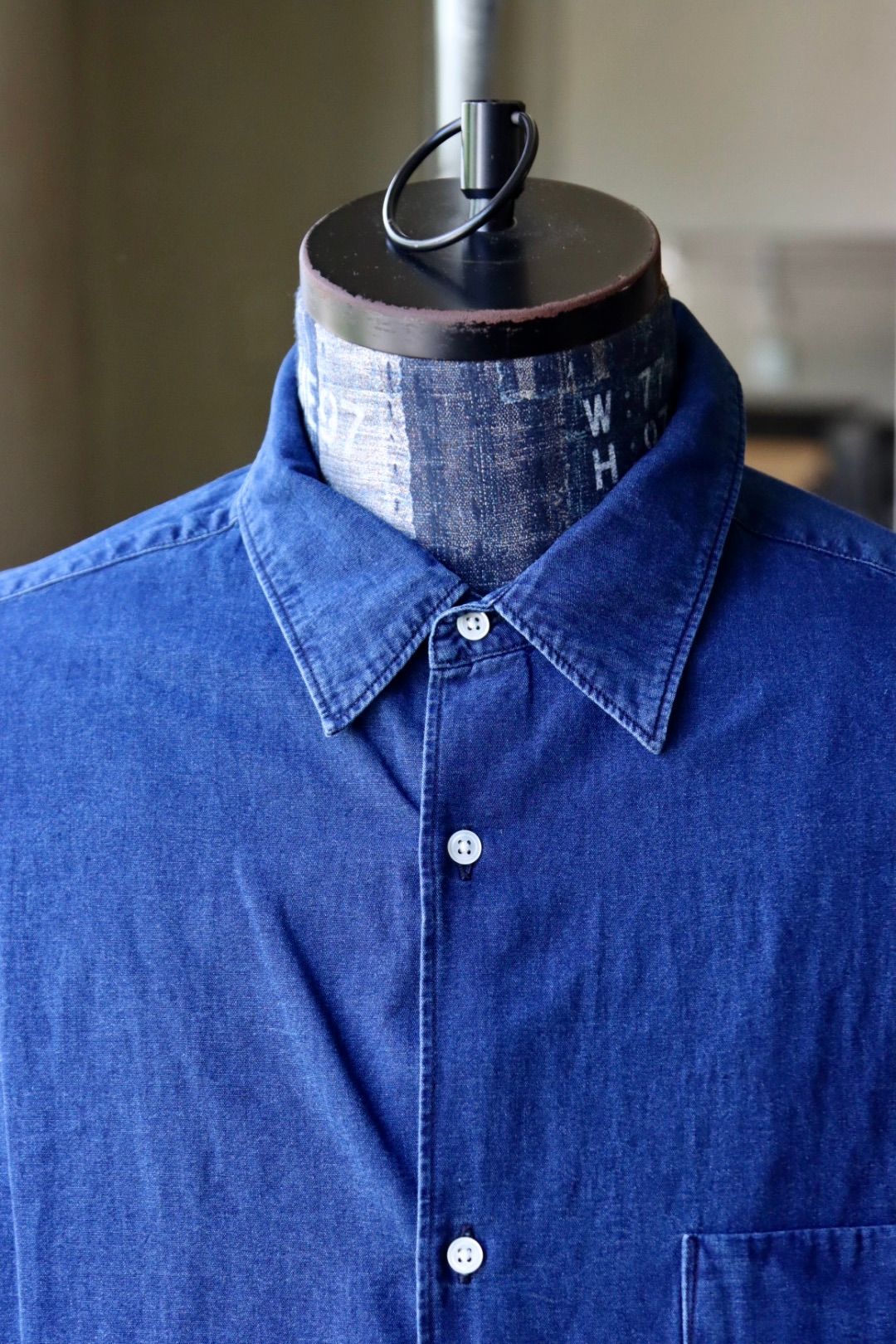 グラフペーパー SIDOGRAS Indigo Poplin L/S Oversized Regular Collar Shirt(GM252-50045)DARK FADE☆8月2日(土)発売！