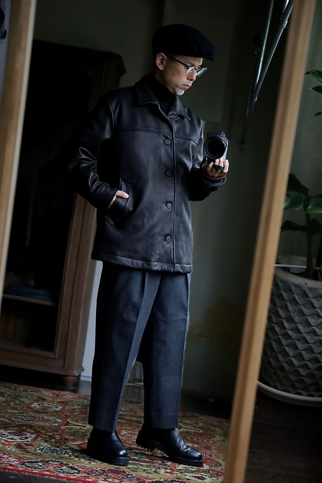 COMME des GARCONS HOMME 26FW ディアスキンレザーカーコートスタイル