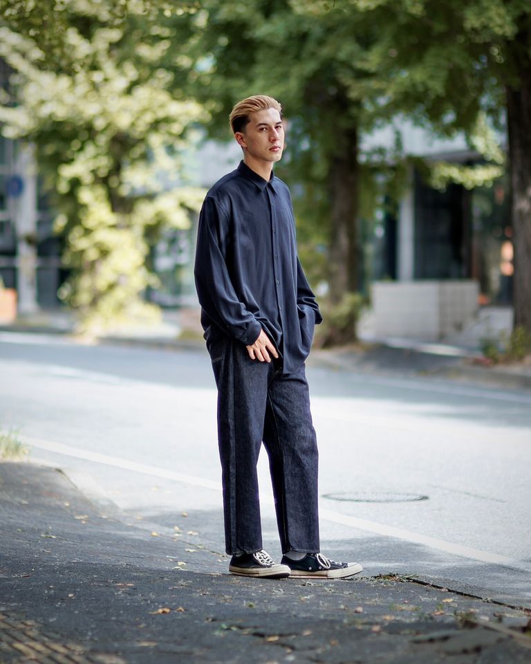 A.PRESSE - アプレッセ Wool Regular Collar Shirt(24AAP-02-01H)NAVY 