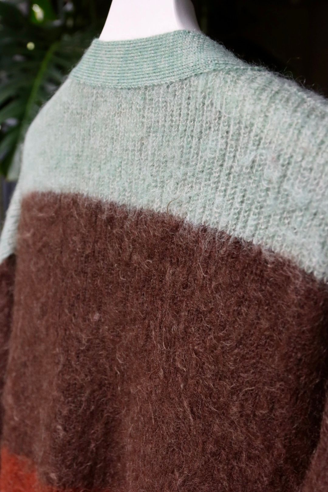 ヨーク23AW MOHAIR BORDER CARDIGAN(YK23FW0571S)BROWN