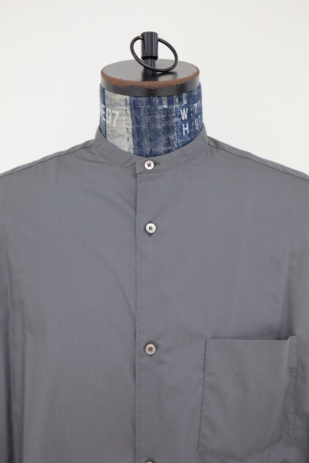 グラフペーパー シャツ Broad L/S Oversized Band Collar Shirt(GM261-50002B)C.GRAY☆2月14日(土)発売！