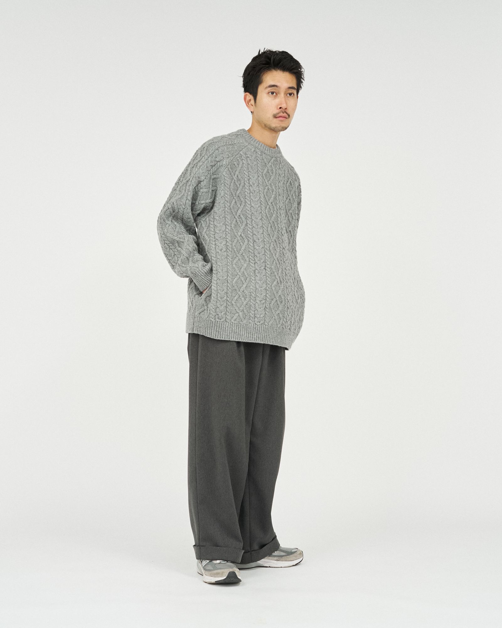 フレッシュサービス SHETLAND WOOL x SOLOTEX® TECH FISHERMAN SWEATER (FSC253-80165)H.GRAY★10月18日(土)発売！