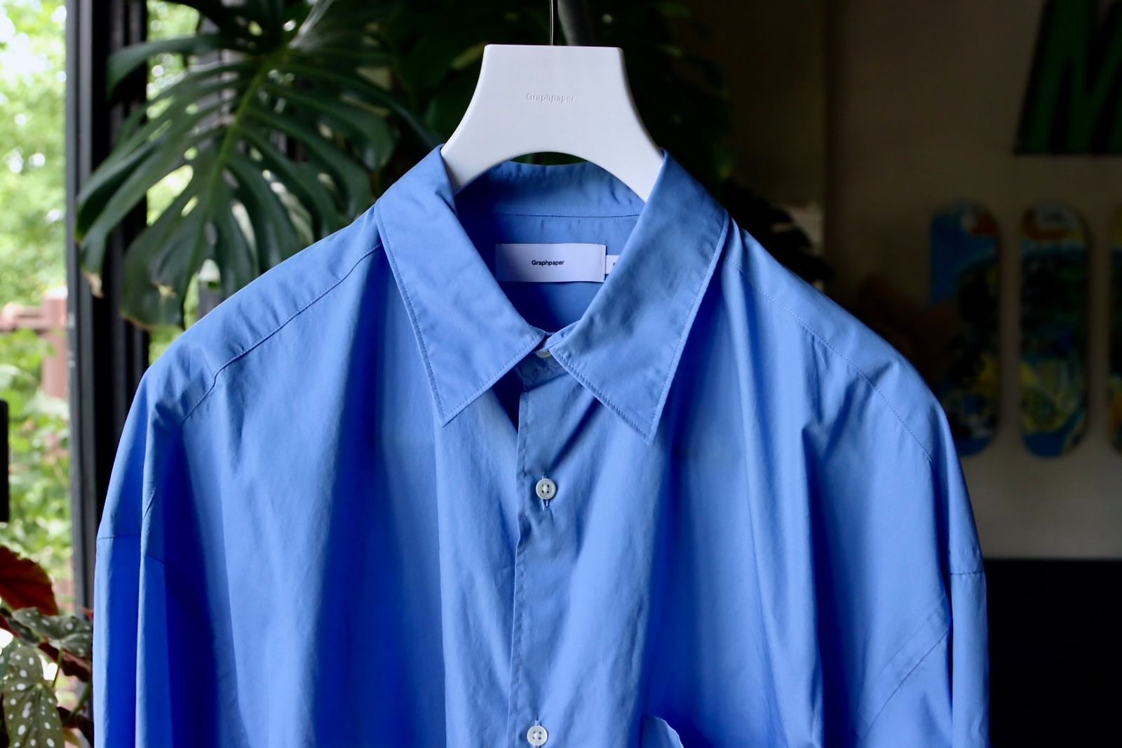 グラフペーパーシャツ Broad L/S Oversized Regular Collar Shirt(BLUE) - FREE