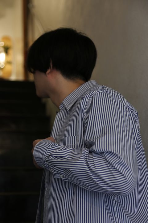 COMME des GARCONS HOMME HOMME刺繍ストライプシャツ(HG-B019-051)style.2021.5.2