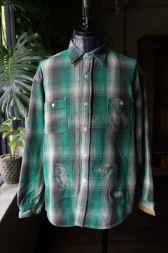 BOW WOW バウワウ HEAVY WEIGHT FLANNEL SHIRTS AGING (BW242-HWFSA)GREEN×WHITE AGING☆10月26日(土)11:00発売！