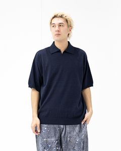 イズネス 26SS Knitted Polo Shirt (26SS_44_1008SSPOLO01)NAVY☆新作発売！