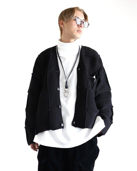 YOKE  ヨーク 24SS PATCHWORK RIB BUTTONED CARDIGANスタイル