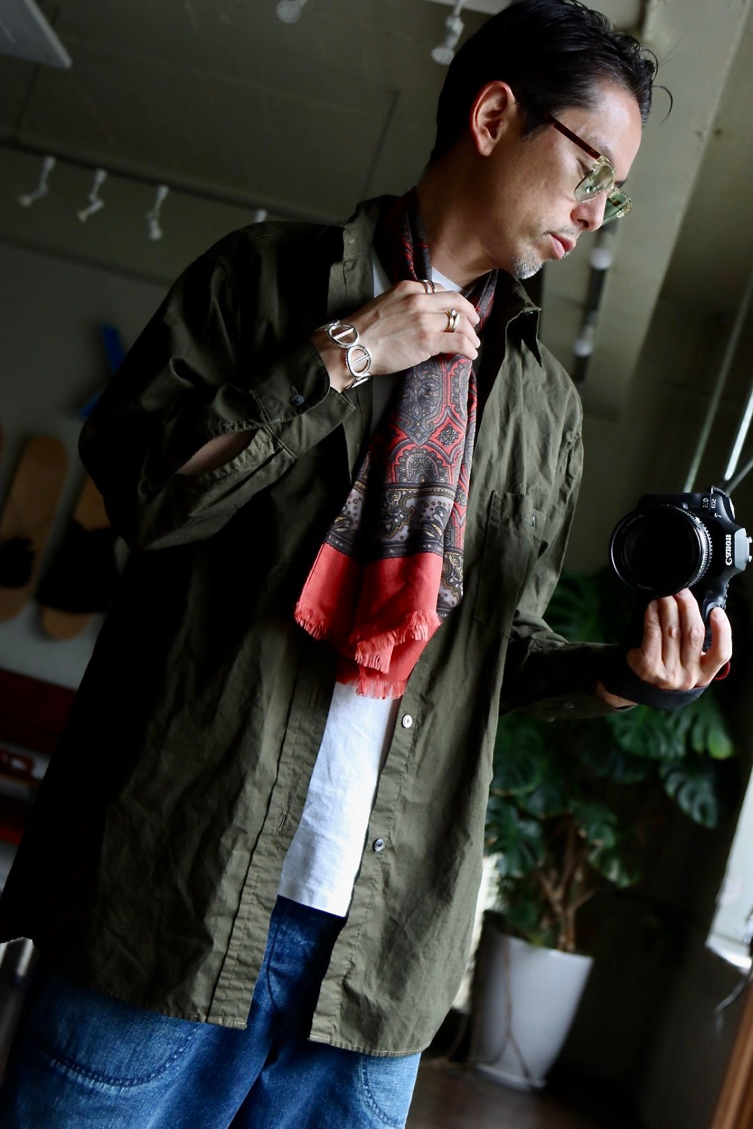 アプレッセ22AW Over Dyeing Military Shirt"OLIVE"スタイル2022.6.17.