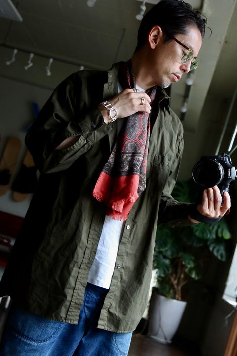 アプレッセ22AW Over Dyeing Military Shirt"OLIVE"スタイル2022.6.17.