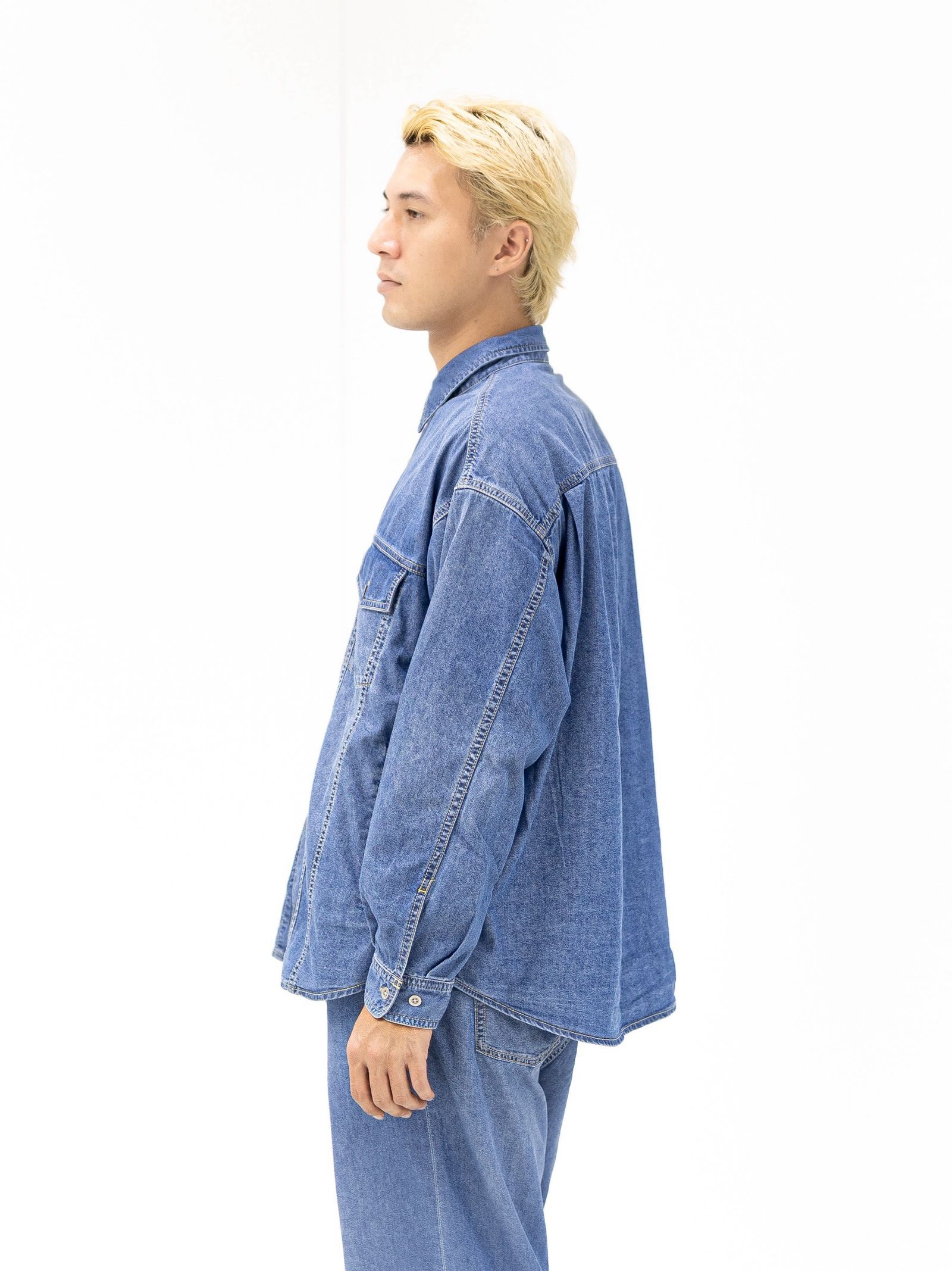 フレッシュサービス N/C TECH DENIM TRUCKER SHIRT MARKスタイル