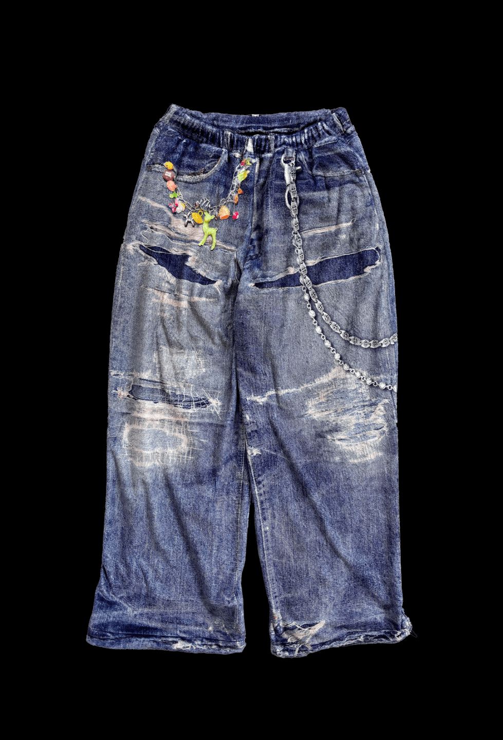 トーキングアバウト ジ アブストラクション 25AW FLEECE DENIM PRINT WIDE PANTS (2526AW-PT-005)BLUE☆新作発売！