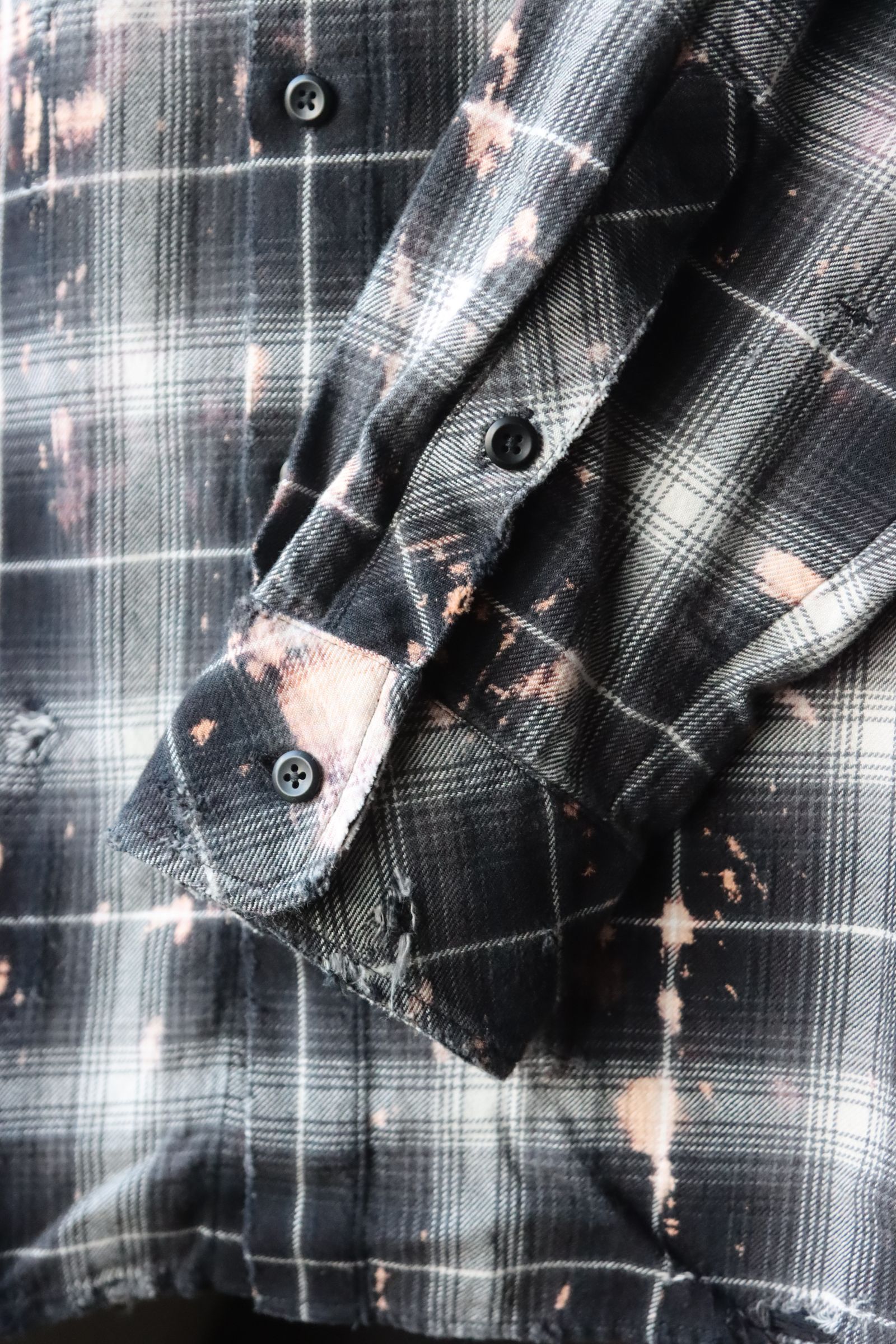 RAFUラフ 24SS Bleached & Damaged shirt(RAFU037)BLACK