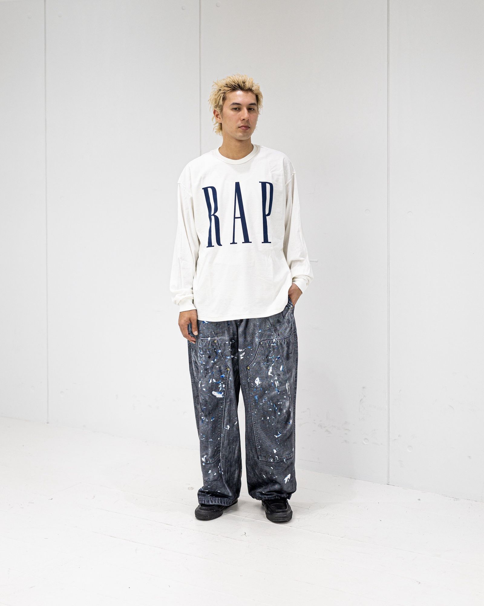 イズネスミュージック 26SS RAP LONG SLEEVE T-SHIRTS(ISNESS MUSIC×DJ SHOTA)(IMP7_16_RAPL/ST01)WHITE☆新作発売！