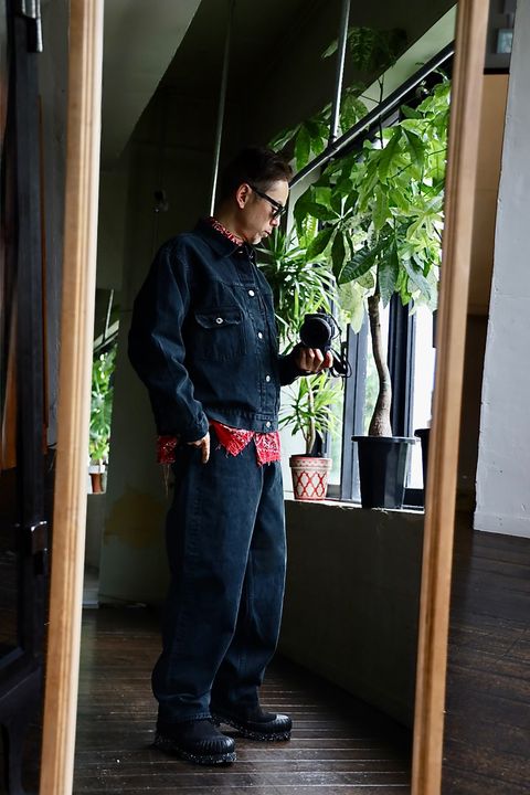 A.PRESSE アプレッセ 2025 STYLE2 Black Denim Jacketスタイル.2025.9.14.