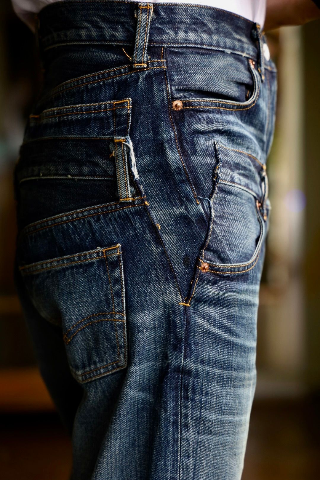ジュンヤワタナベマン 25SS ダブルウエストLevi's Wネームデニム(WO-P208-051)INDIGO