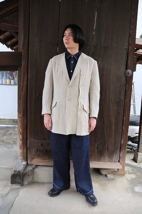 Yohji Yamamoto N-襟なし左身釦あきリネンジャケットstyle.2021.3.17.