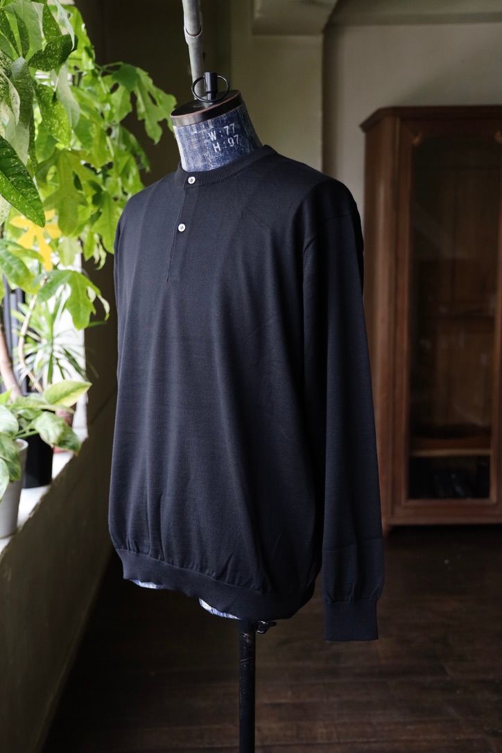 ブラームスルーツストック24FW blurhms Classic Henley L/S(bROOTS24F33)Black☆7月26日(金)発売！