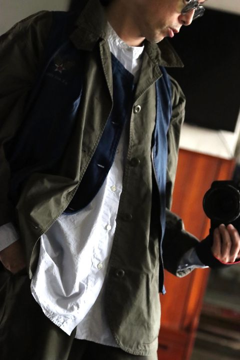FreshService OVERDYED LEFT TWILL ENGINEER JACKET"DARK OLIVE"style.