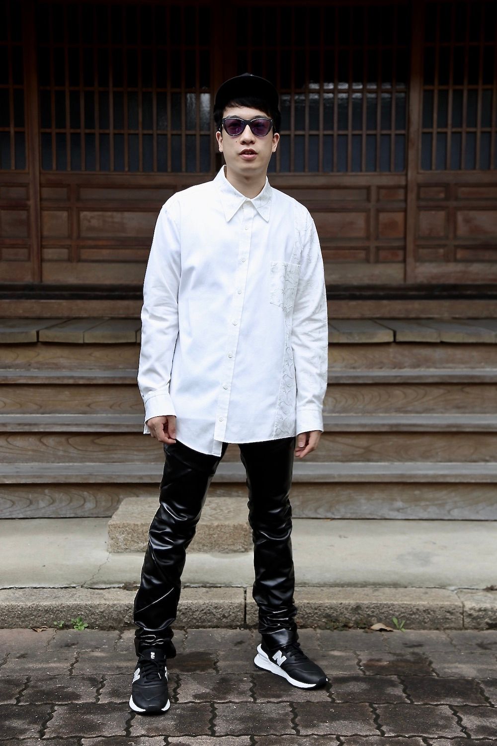 sulvam OX left embro shirt"WHITE"style.2020.7.21.