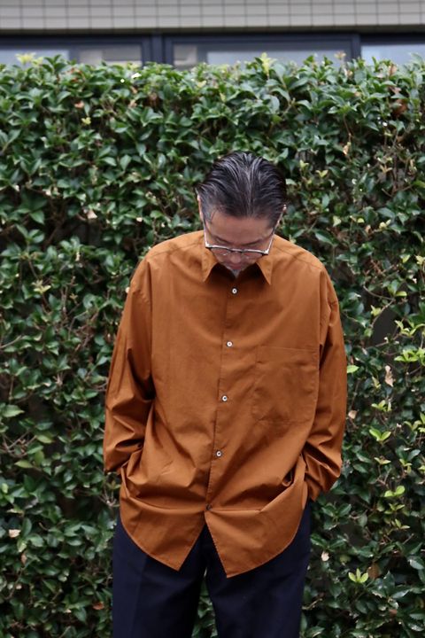Graphpaper Broad Oversized L/S Regular Collar Shirt"BROWN"style.2021.10.16.