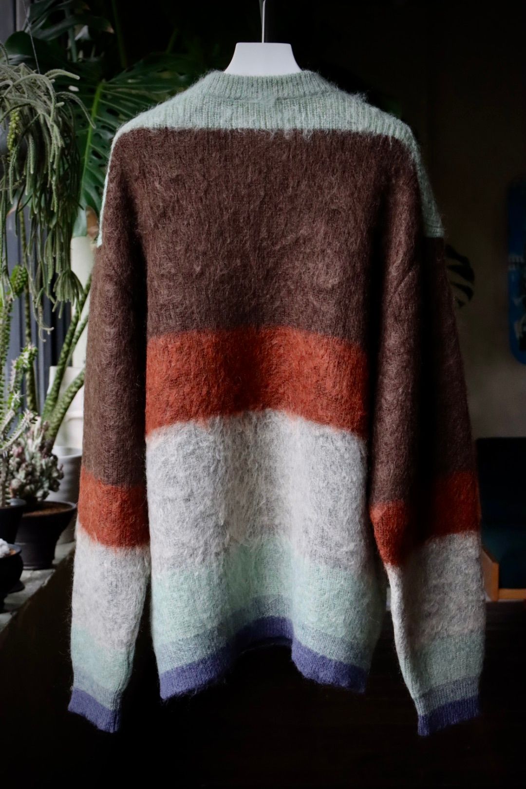 ヨーク23AW MOHAIR BORDER CREWNECK SWEATER(YK23FW0572S)BROWN
