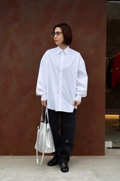 Graphpaper 25AW Women's  High Count Broad L/S Oversized Regular Collar Shirt(GL253-50033B)WHITE