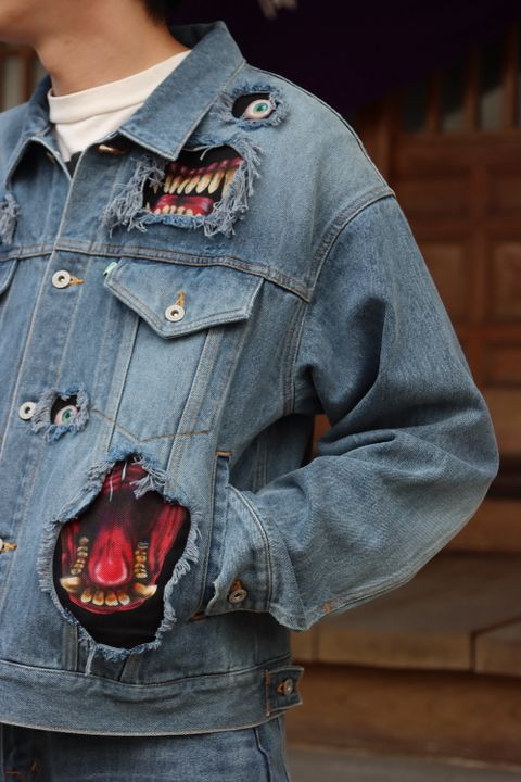 doublet RECYCLE DENIM MONSTER REPAIR JACKET(21AW11BL125) style.2021.9.20.