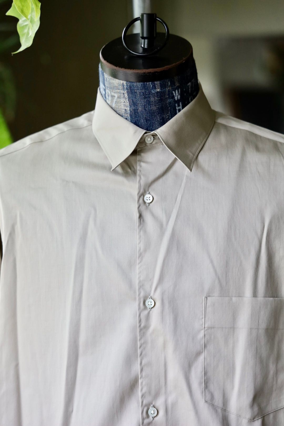 グラフペーパー25AW Silicon Poplin Oversized Regular Collar Shirt (GM253-50180)GREGE